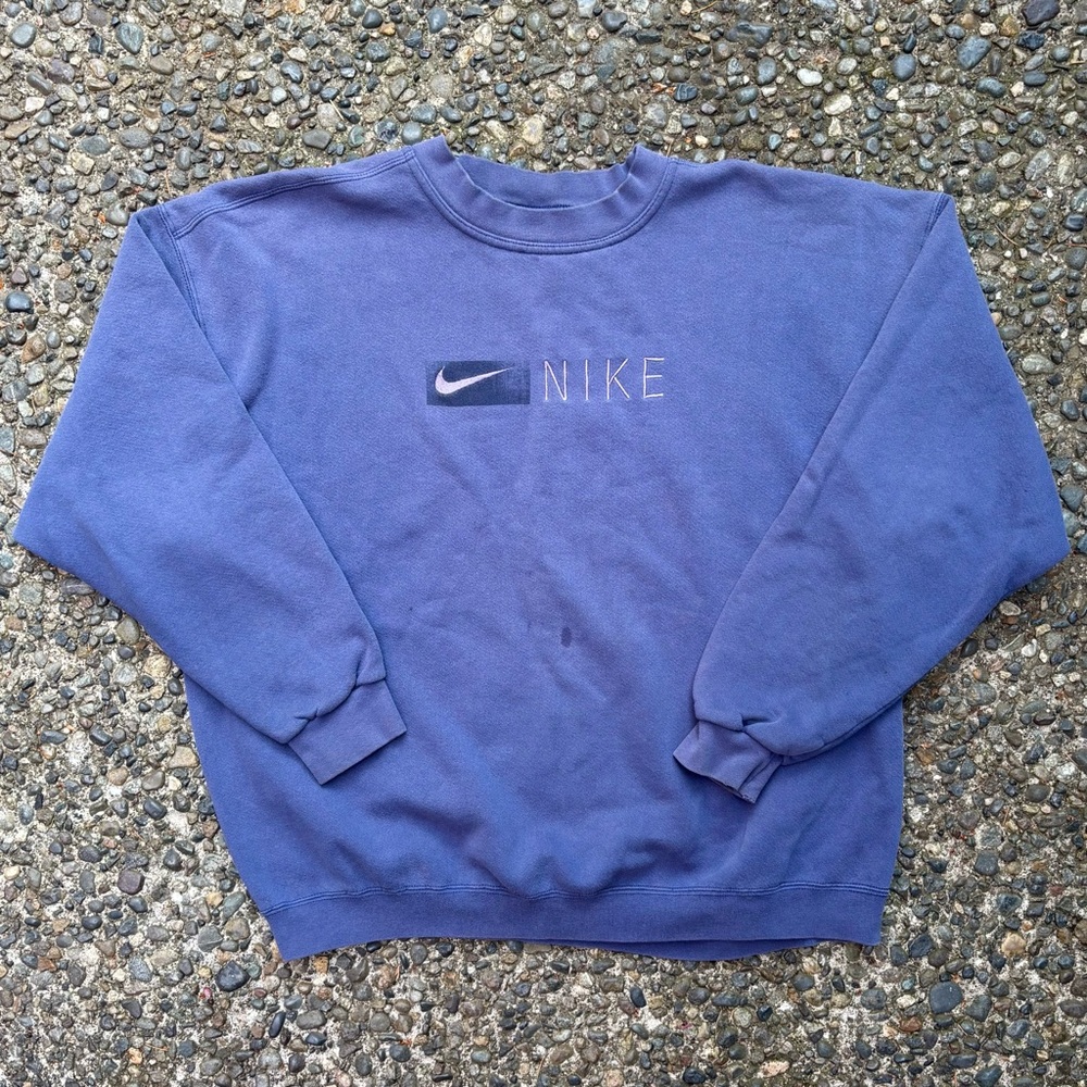 Vintage 90s Purple Embroidered Nike Logo Crewneck Sweatshirt